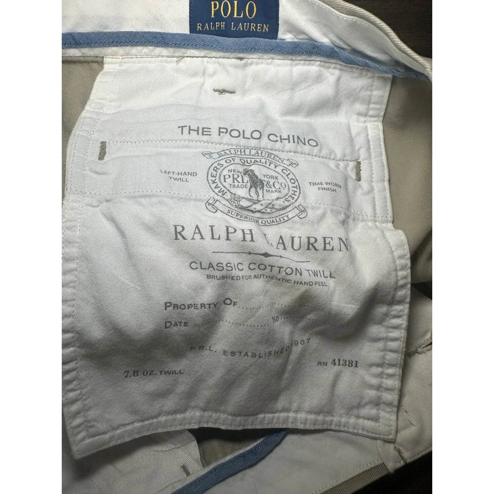 Polo Ralph‎ Lauren Classic Cotton Twill Chino Pants Mens 36x30 Khaki Tan